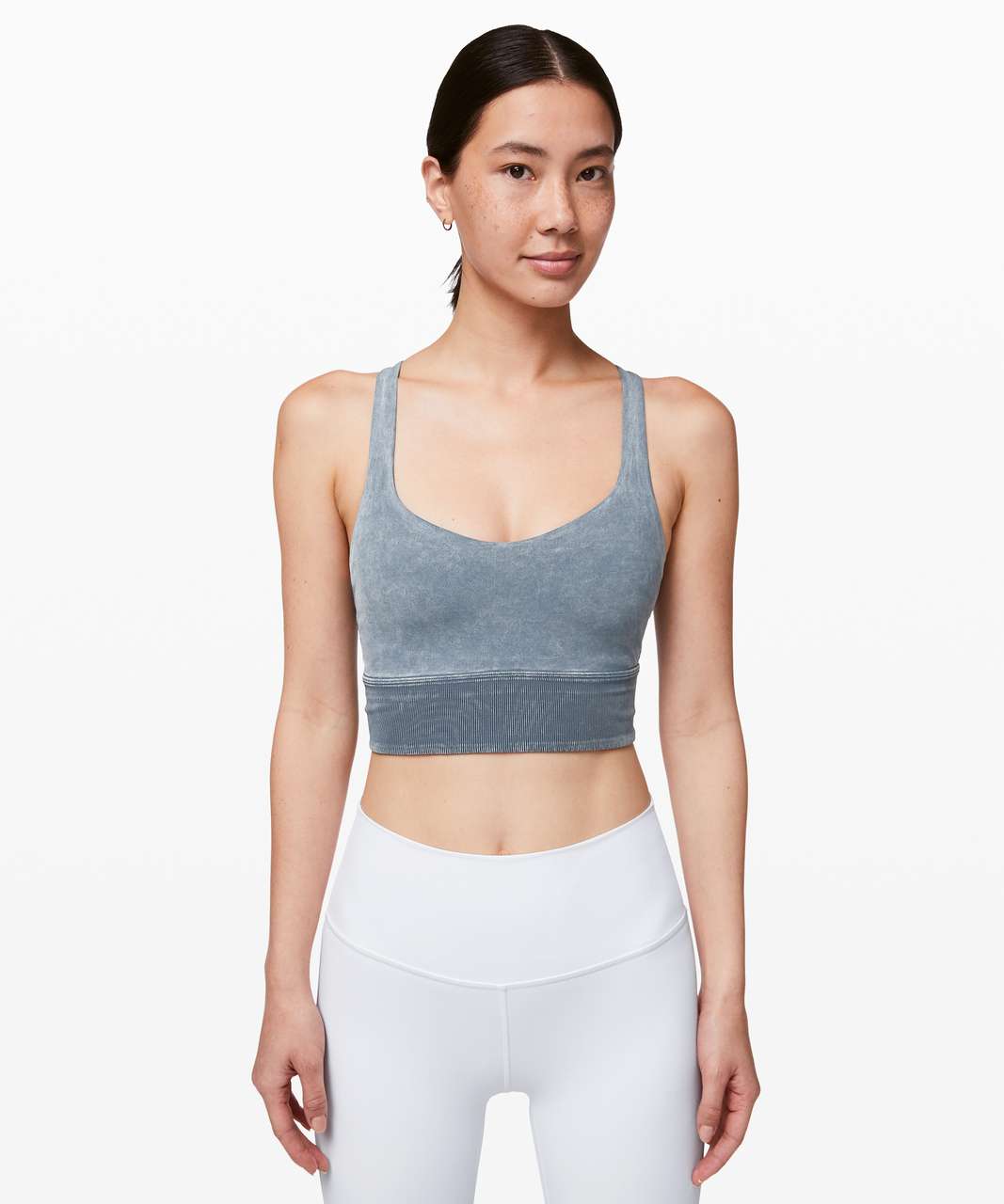 Lululemon Free to Be Serene Bra High Neck Long Line Cyan Blue Size