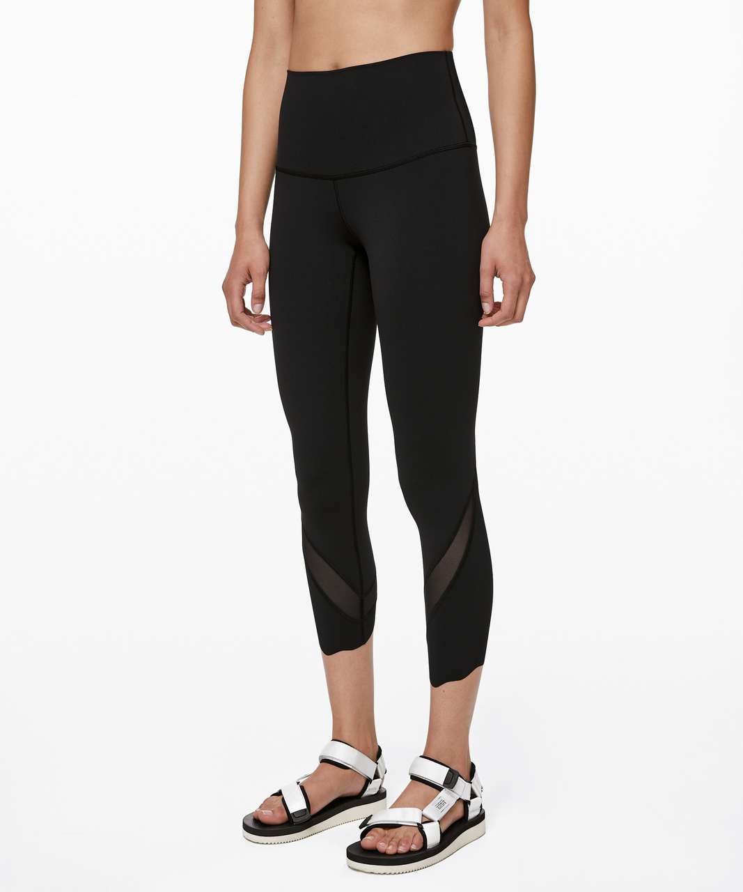 Lululemon Wunder Under Crop II *Roll Down Scallop Full-On Luxtreme 24 -  Black - lulu fanatics