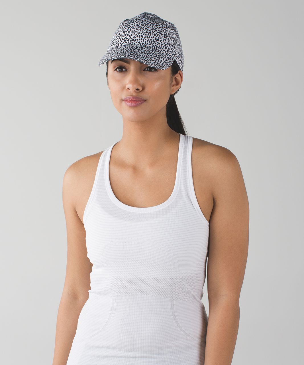 Lululemon Race To Place Run Hat 2.0 - Miss Mosaic White / Posey Black White