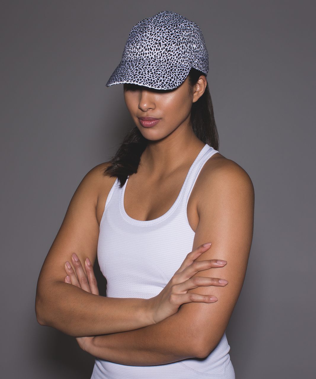 Lululemon Race To Place Run Hat 2.0 - Miss Mosaic White / Posey Black White