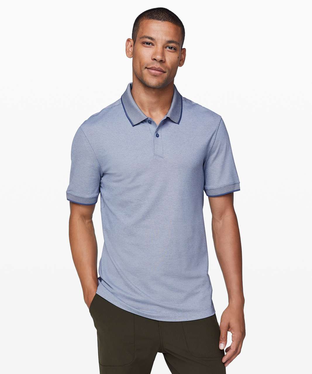 Lululemon Tech Pique Polo - White / Oasis Blue