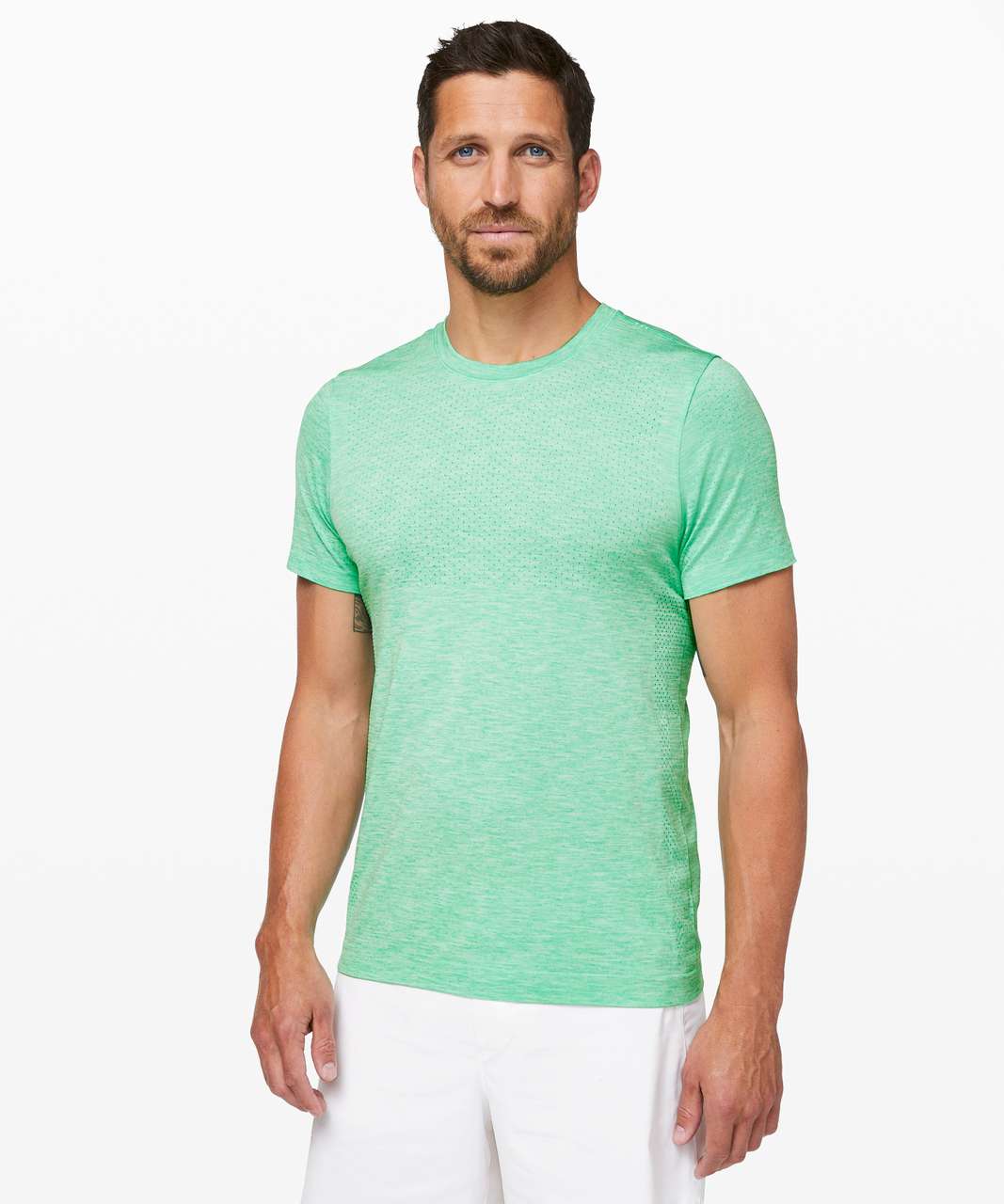 Lululemon Metal Vent Breathe Short Sleeve - Tropix Green / White - lulu ...