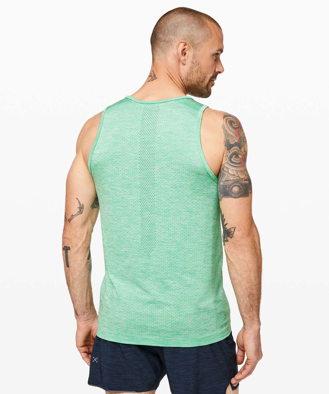 Lululemon Metal Vent Breathe Tank - Tropix Green / White