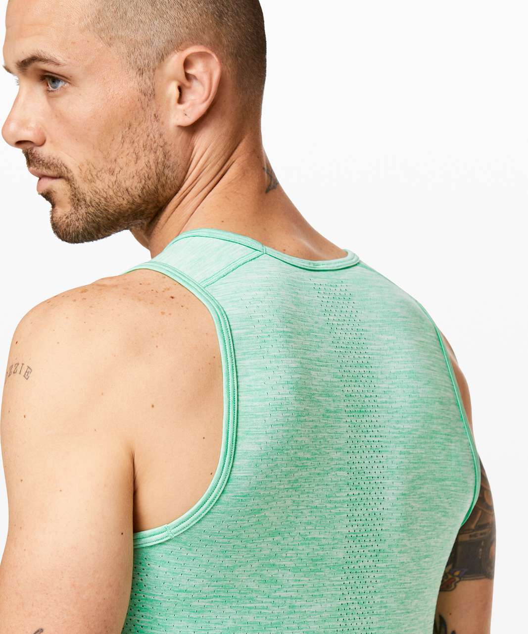 Lululemon Metal Vent Breathe Tank - Tropix Green / White