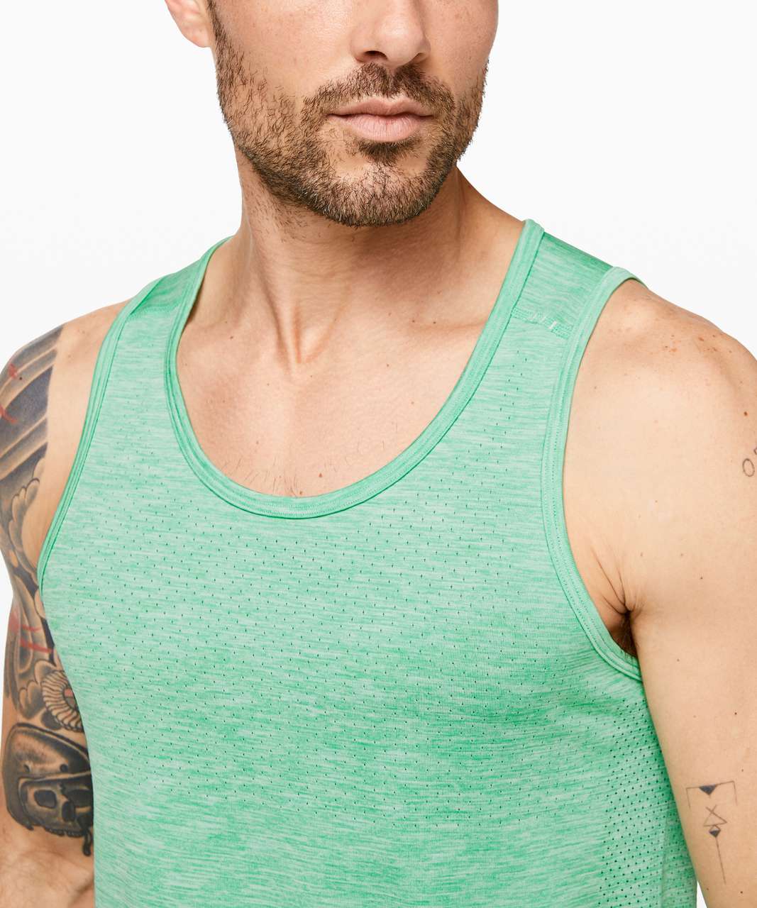 Lululemon Metal Vent Breathe Tank - Tropix Green / White