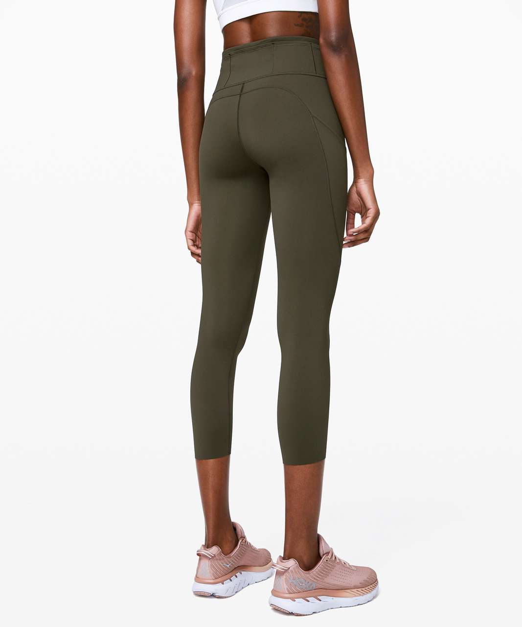 Lululemon Fast and Free High-Rise Crop 23 - Dark Olive - lulu