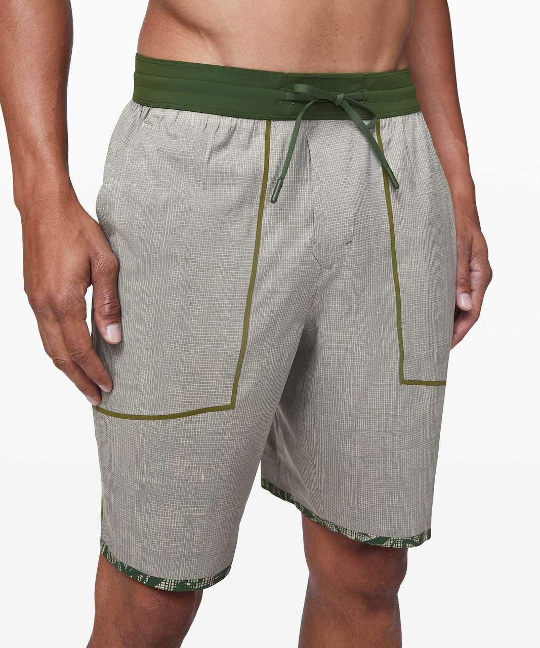 Lululemon T.H.E. Short 9" *Reversible - Hot House Loden Green Multi / Grid Lines Asphalt Grey Fawn