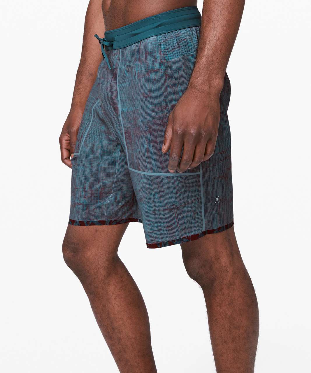 Lululemon T.H.E. Short 9" *Reversible - Hot House Midnight Maroon Multi / Grid Lines Obsidian Bermuda Teal