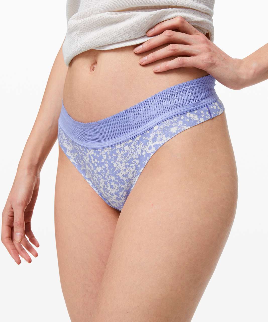 Lululemon Ever Essentials Thong - Bloom Spray Light Chrome Hydrangea Blue / Hydrangea Blue