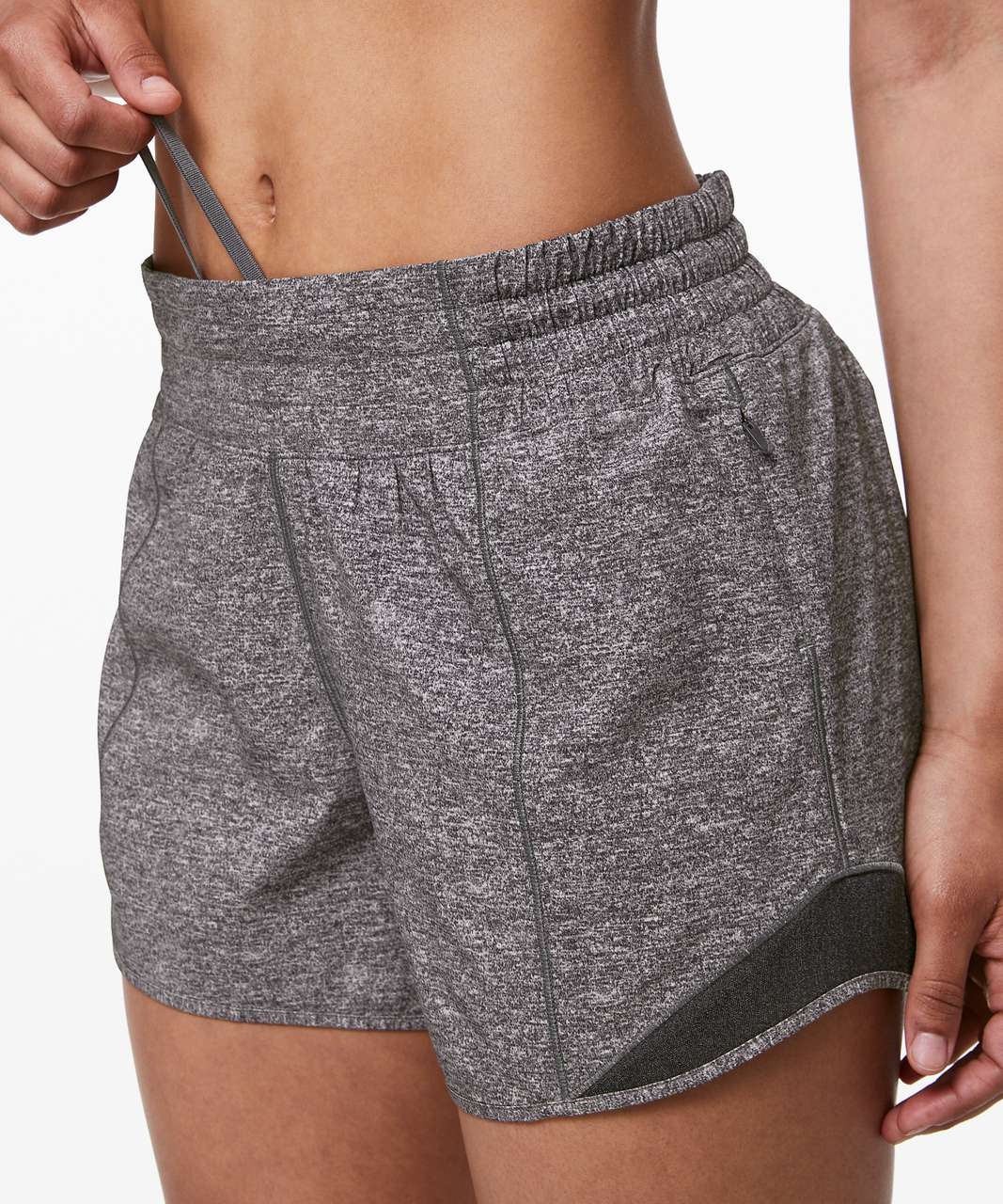 Lululemon Hotty Hot Short *High-Rise Long 4" - Heather Lux Multi Black / Heathered Black