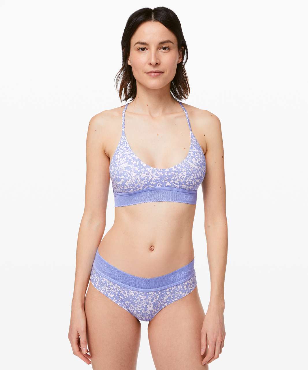 Lululemon Ever Essentials Bralette - Bloom Spray Light Chrome Hydrangea Blue / Hydrangea Blue