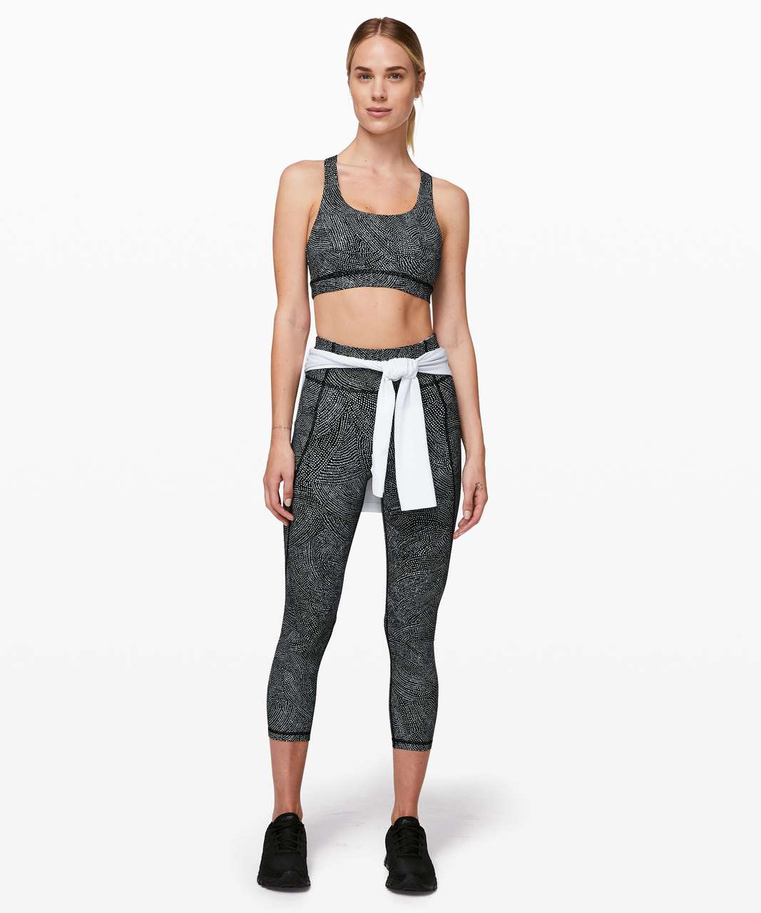 Lululemon Time To Sweat Crop *23 - Free Spirit Alpine White Black