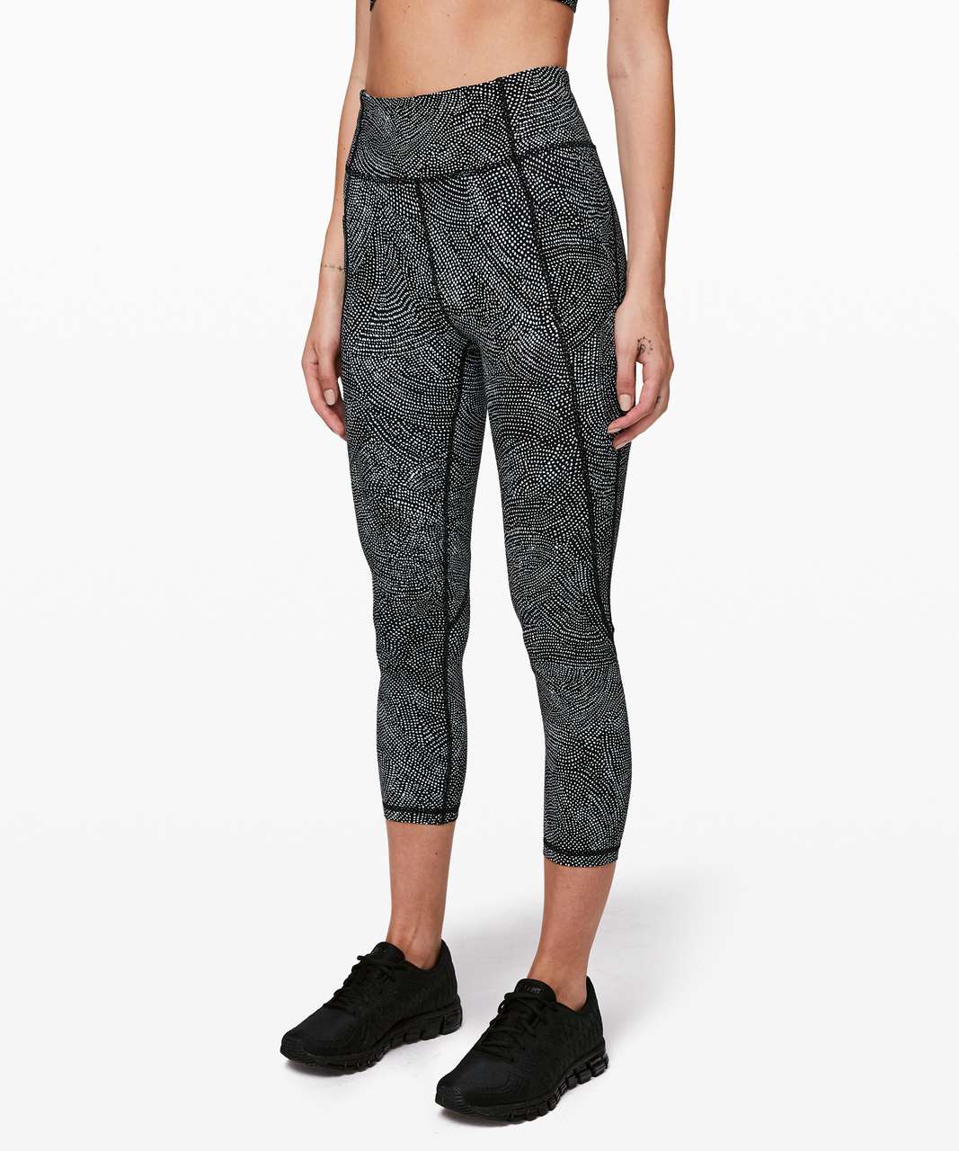 Lululemon Time To Sweat Crop *23" - Free Spirit Alpine White Black