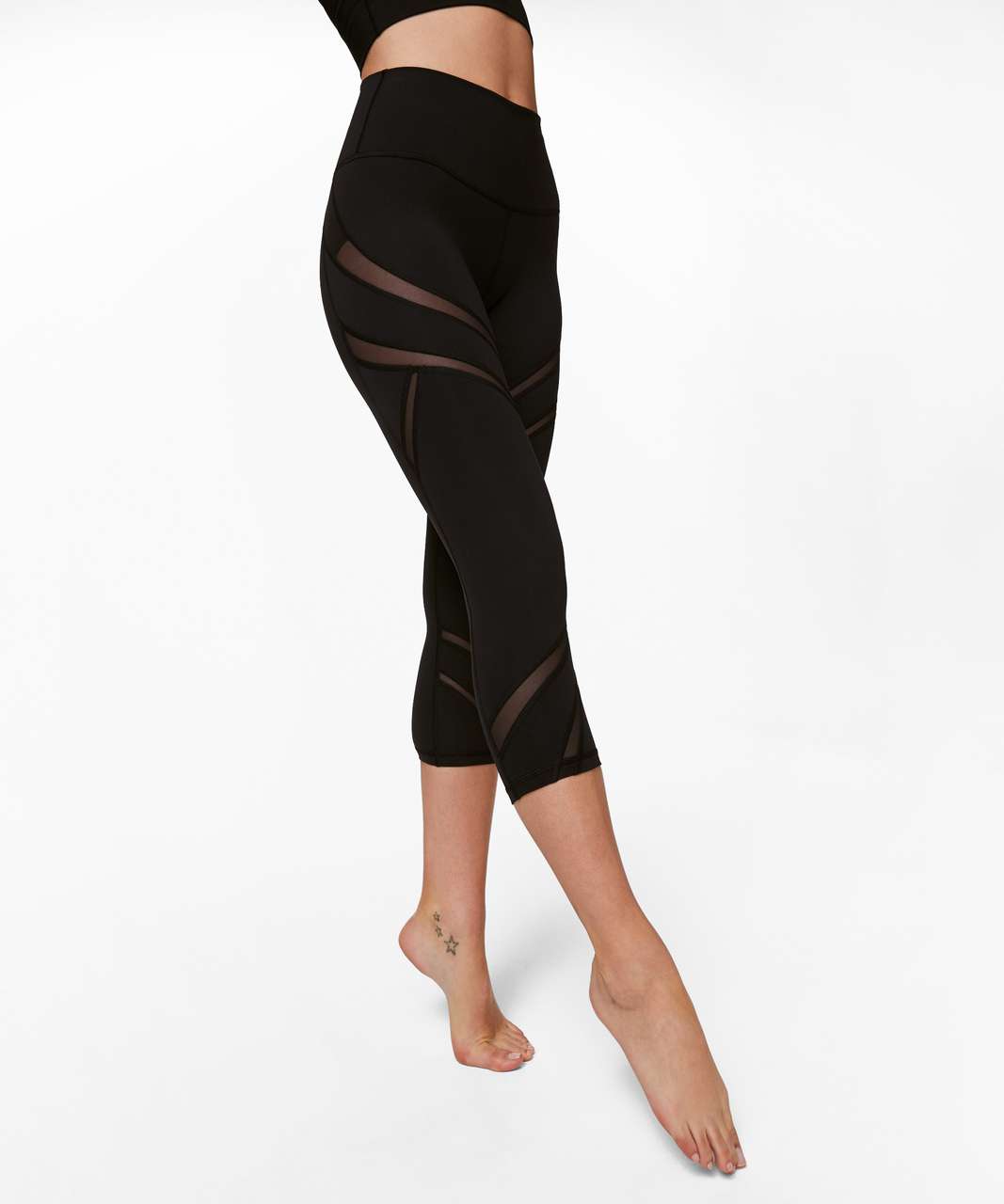 Lululemon Wunder Under Crop*Ruffle - Black - lulu fanatics