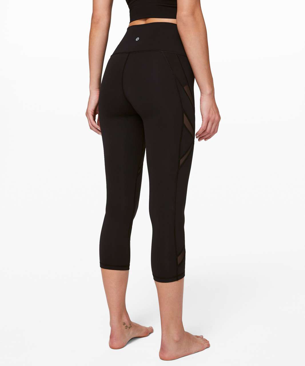 lululemon black wunder under dot mesh pocket leggings - size 2/4