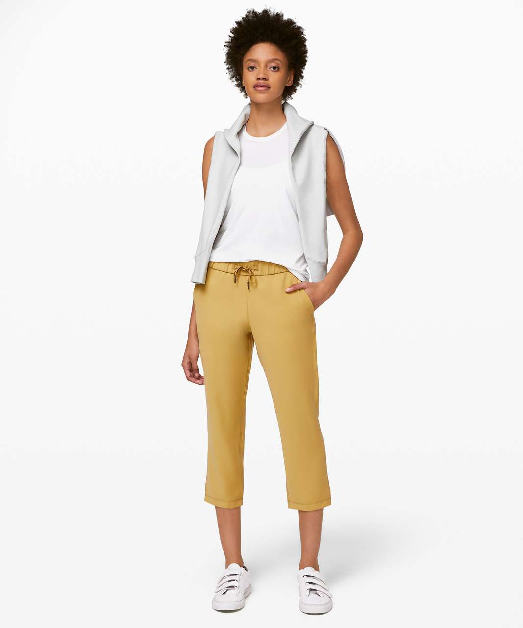 Lululemon On the Fly Crop *Woven 23 - Vintage Gold - lulu fanatics