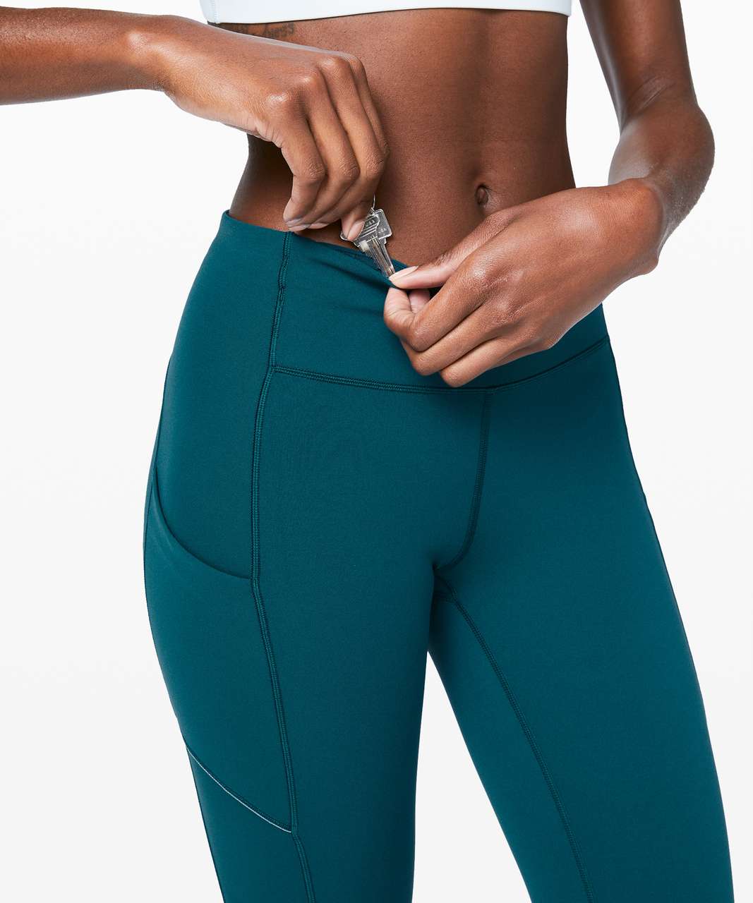 Speed up tight 25” (4) Bermuda teal mid rise that was on WMTM last week  arrived and I think I love them more than my Wunder trains 🤫 : r/lululemon