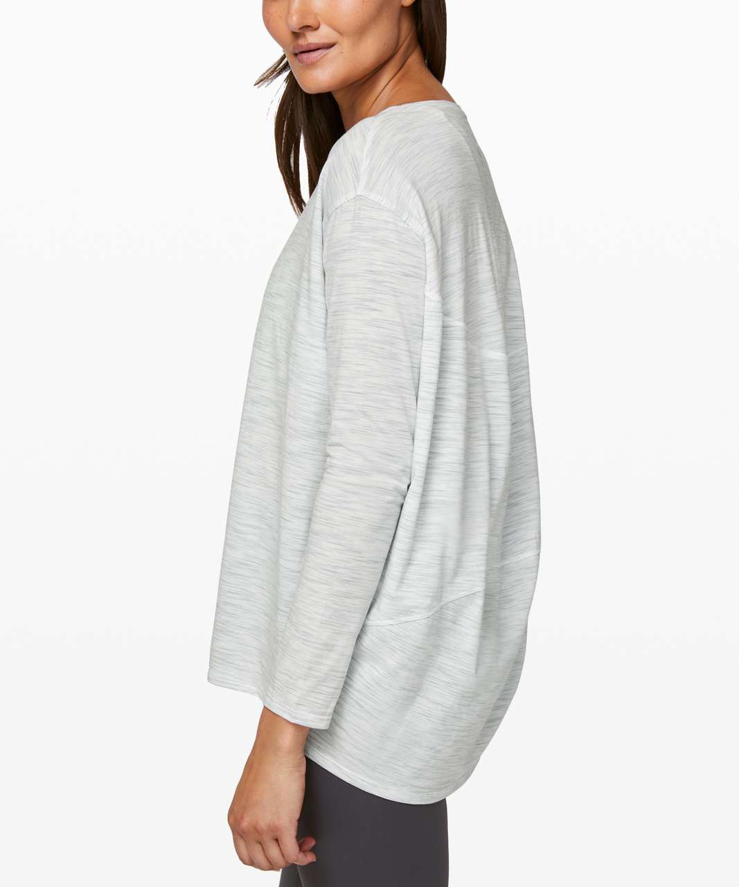 Lululemon Athletica white grey space dye open back long sleeve