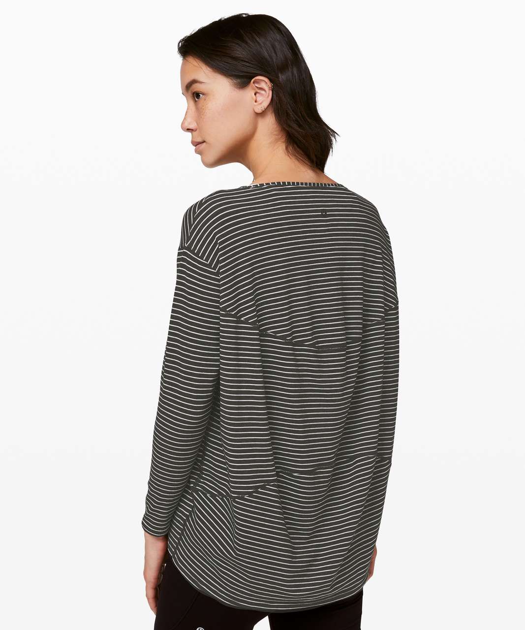 Lululemon Back In Action Long Sleeve - Modern Stripe Heathered Black White