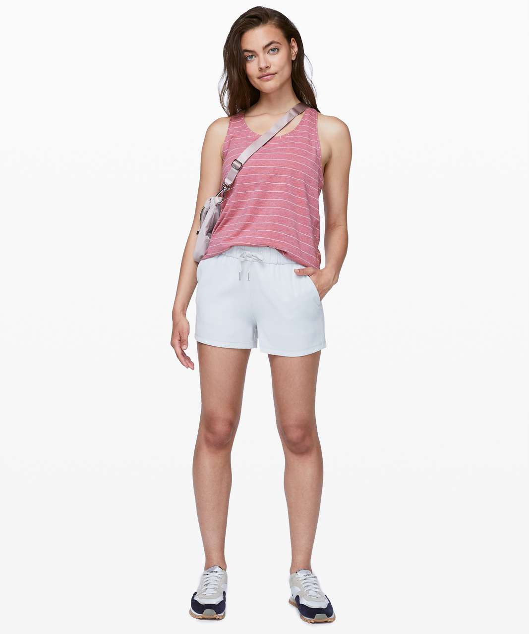 Lululemon Love Tank *Pleated - Short Serve Stripe Heathered So Merlot White