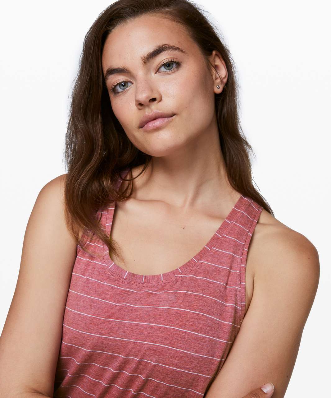 Lululemon Love Tank *Pleated - Short Serve Stripe Heathered So Merlot White