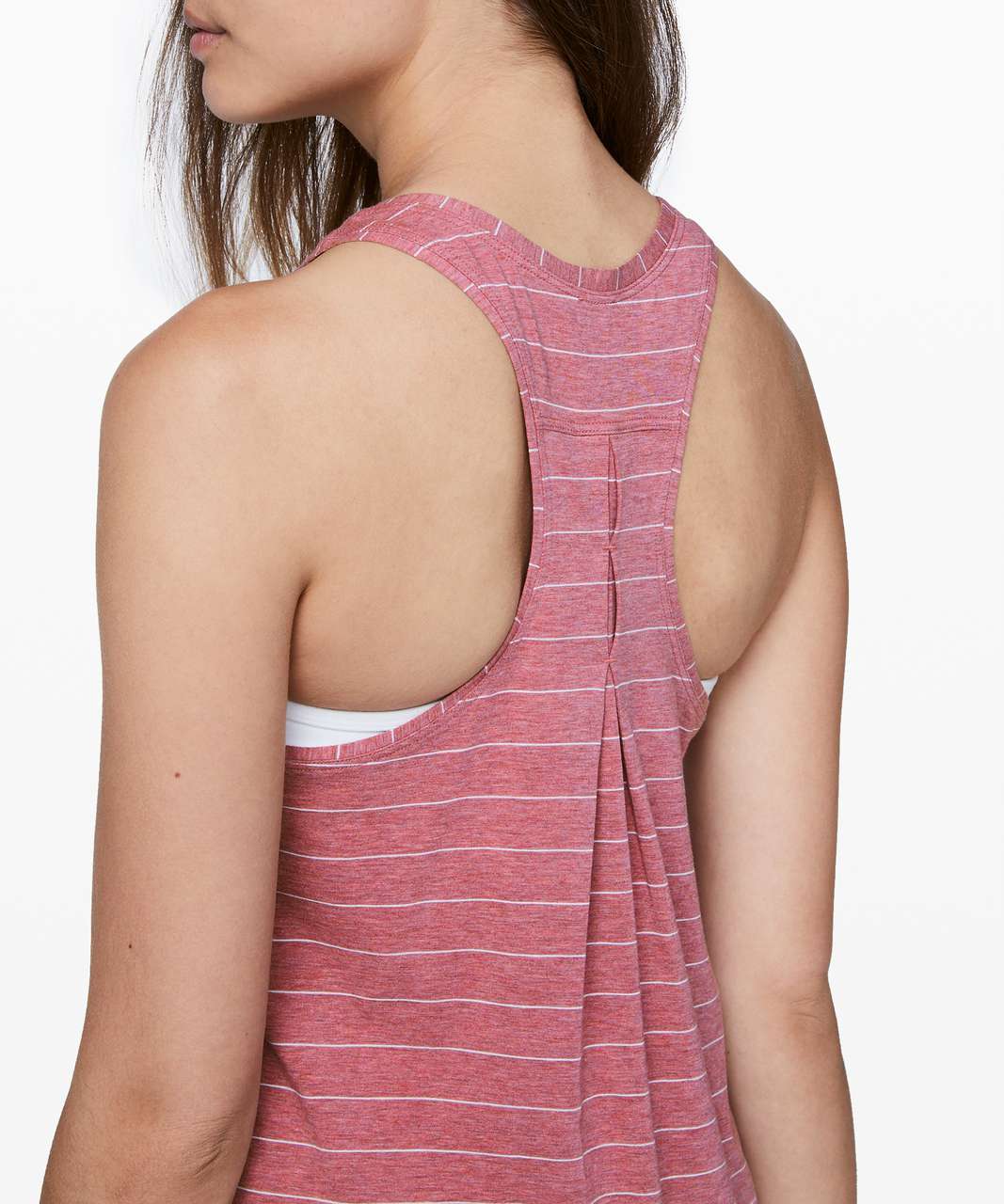 Lululemon Love Tank *Pleated - Short Serve Stripe Heathered So Merlot White