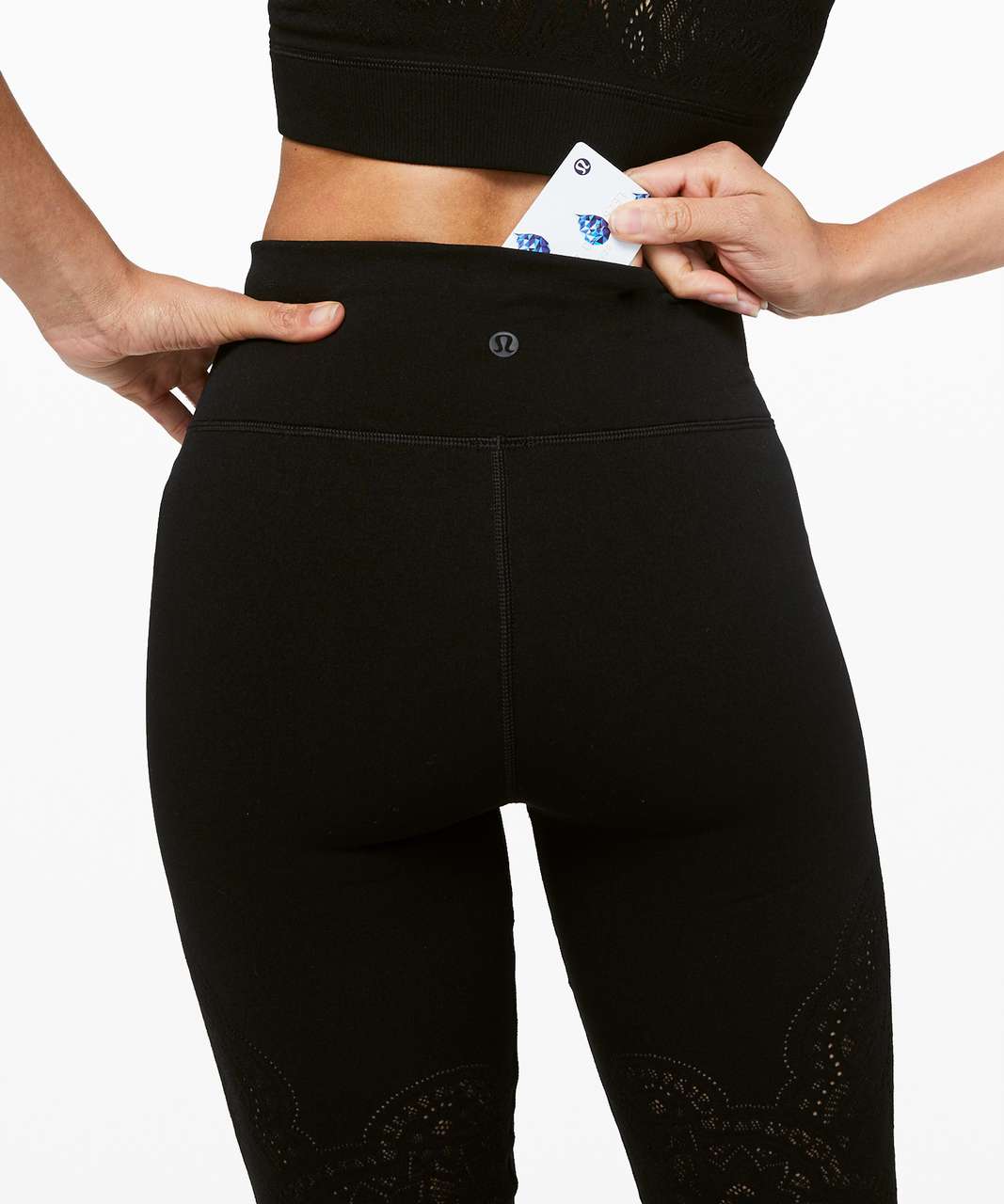 Lululemon Reveal Crop Mesh Side Panel Capri Leggings Women's Black Size 6