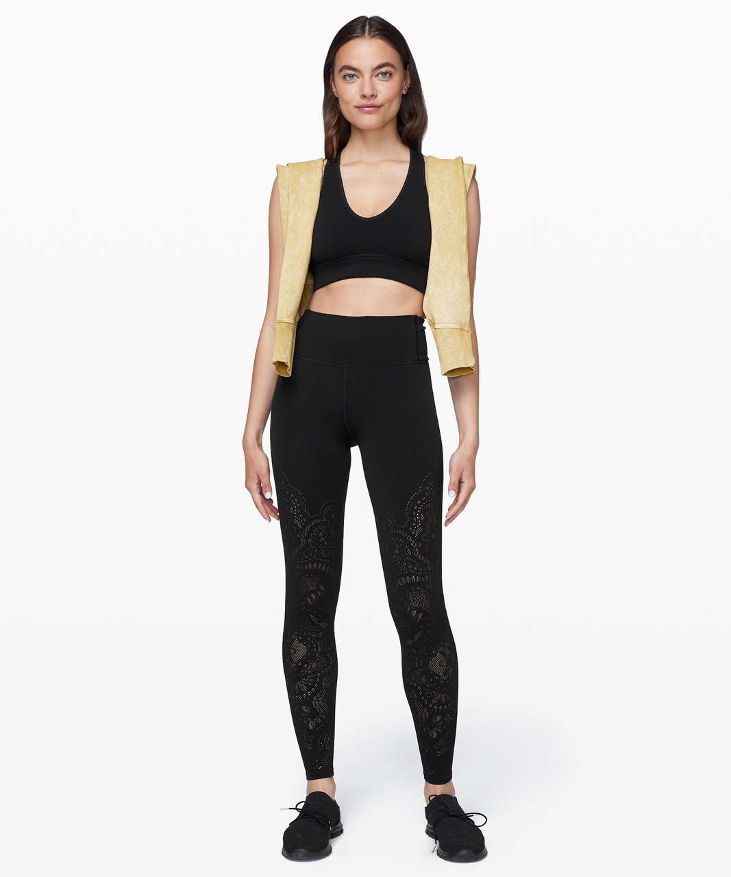 Lululemon Reveal Tight Mindful Motion 4 Black Leggings Lasercut Sheer  Perforated - $46 - From Liz