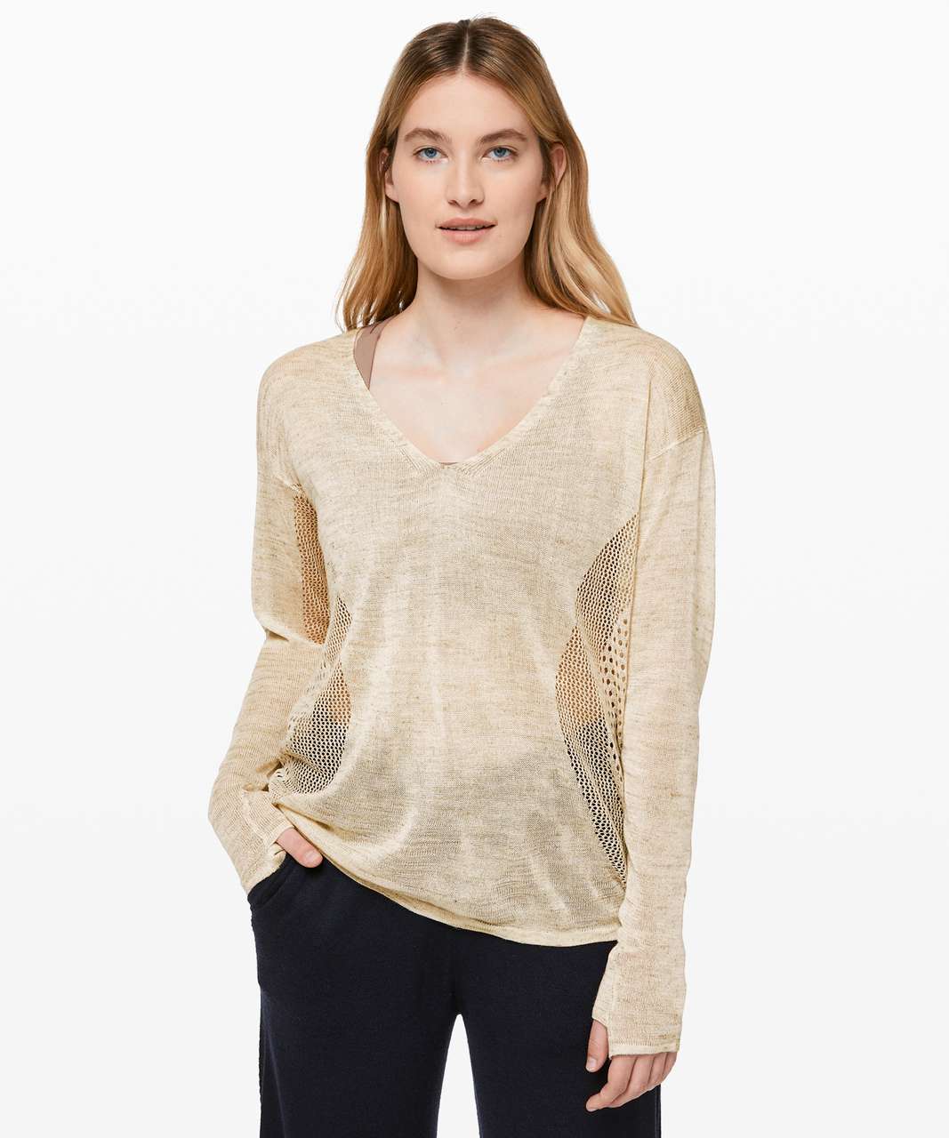 Lululemon Still Movement Sweater *Linen - Heathered Muslin