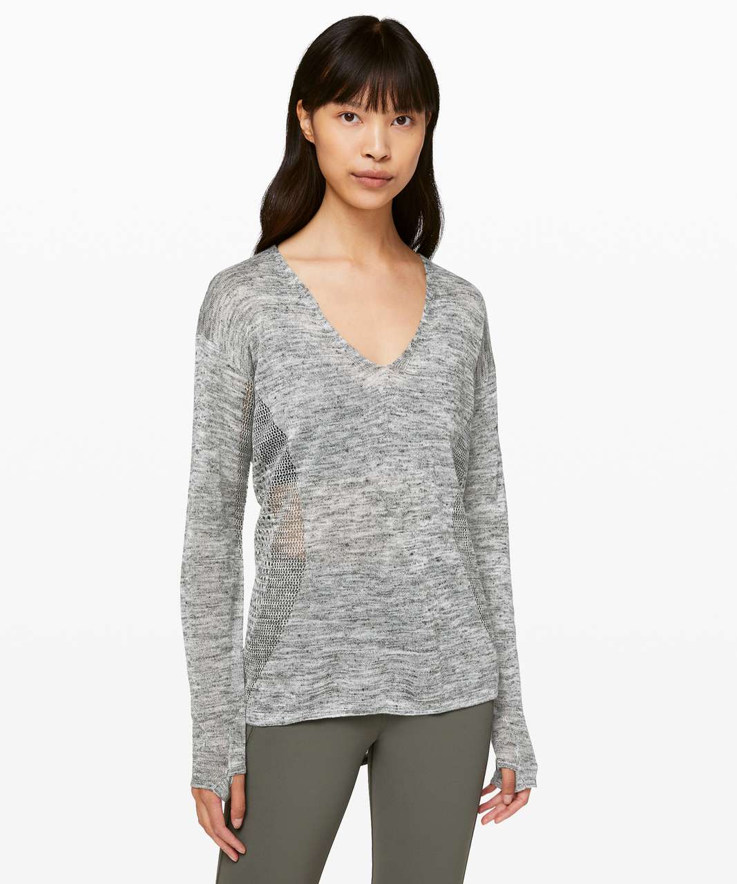 Lululemon Still Movement Sweater *Linen - Heathered Vapor / Melanite