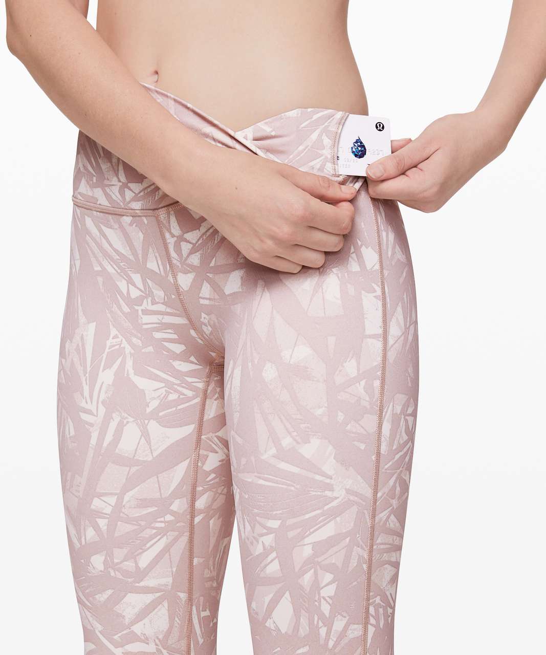 Lululemon Wunder Under Crop (High-Rise) *Full-On Luxtreme 21" - Shadow Leaf Light Ivory Muse / Light Ivory