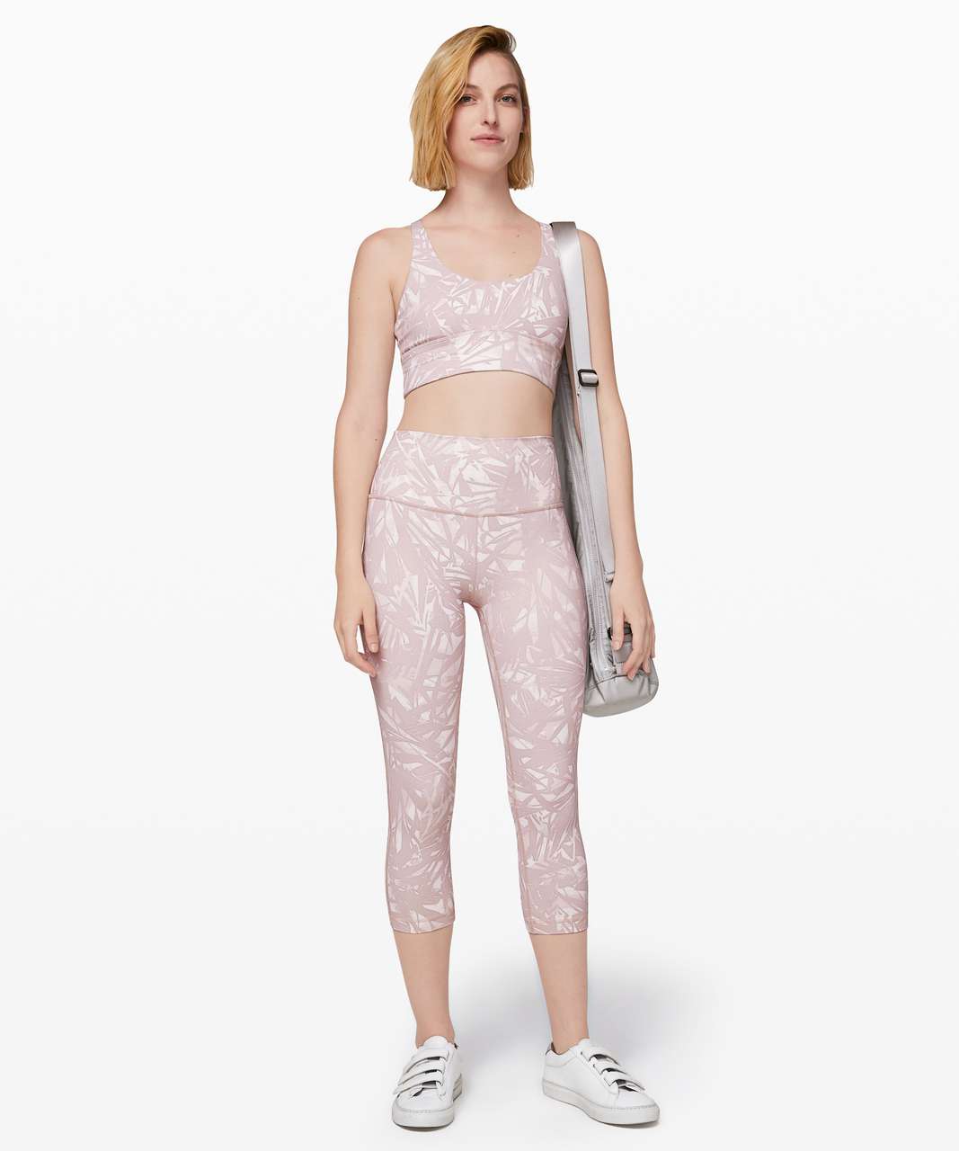 Lululemon Wunder Under Crop (High-Rise) *Full-On Luxtreme 21" - Shadow Leaf Light Ivory Muse / Light Ivory