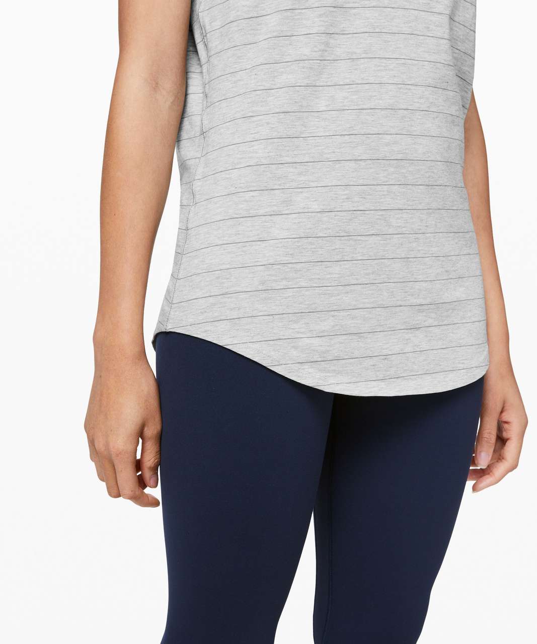 Lululemon Love Crew III - Short Serve Stripe Heathered Core Light Grey Grey Sage