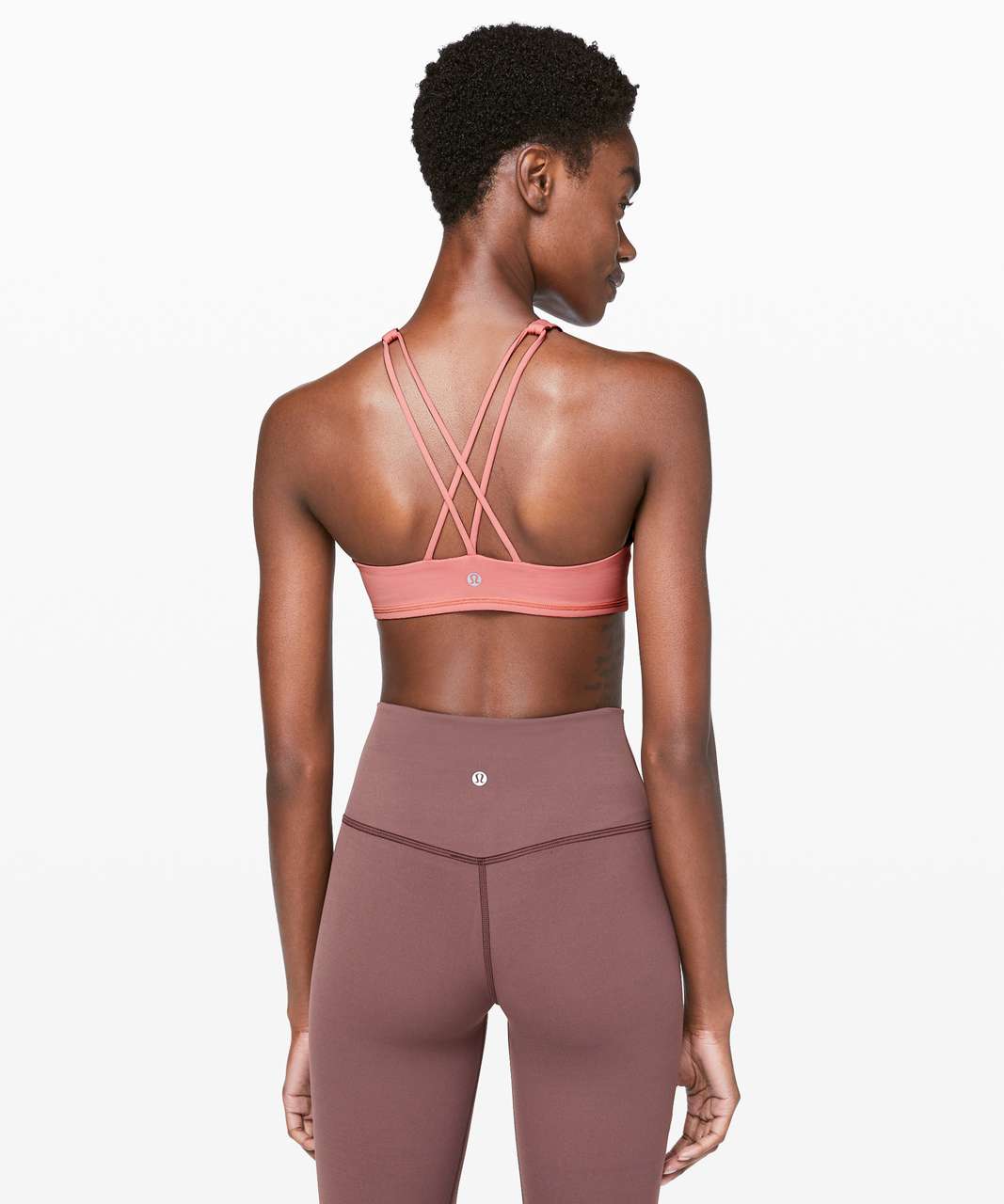 Ruffle Sleeves Scoop Neck Low-Impact Sports Bra in Peach