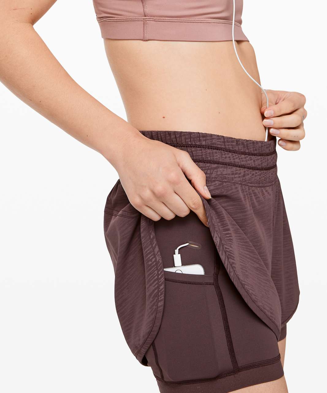 Lululemon Bootcamp Ready Short 3.5" - Stride Emboss Cherry Cola