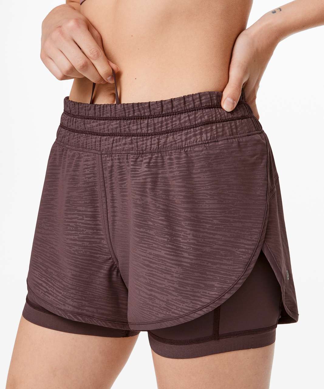 Lululemon Bootcamp Ready Short 3.5" - Stride Emboss Cherry Cola