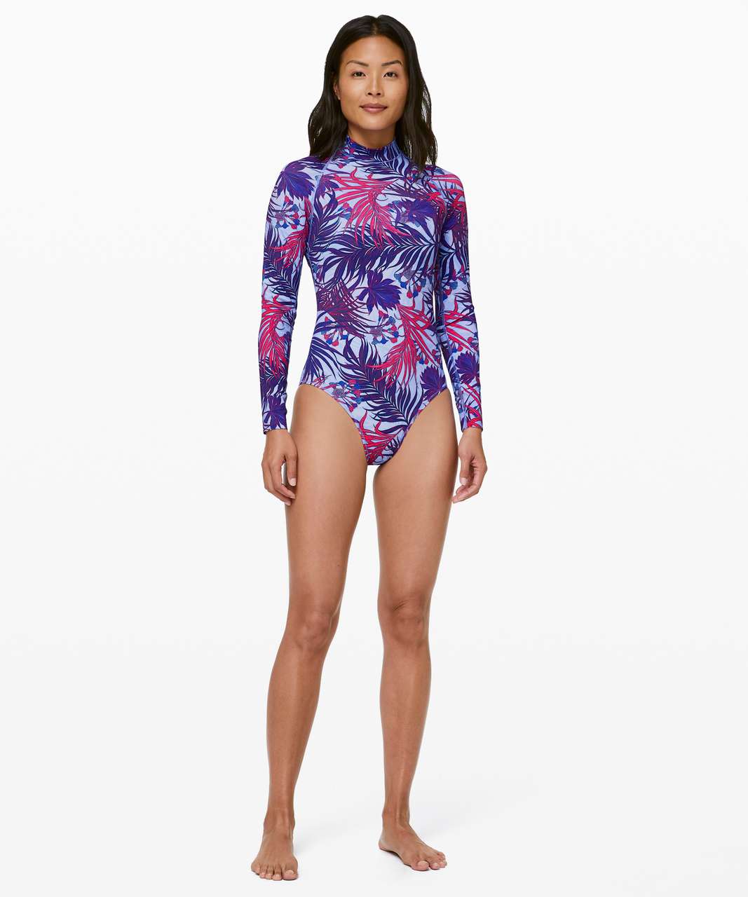 Lululemon Will The Wave Long Sleeve One Piece - Mini Twisted Tropics Hydrangea Multi