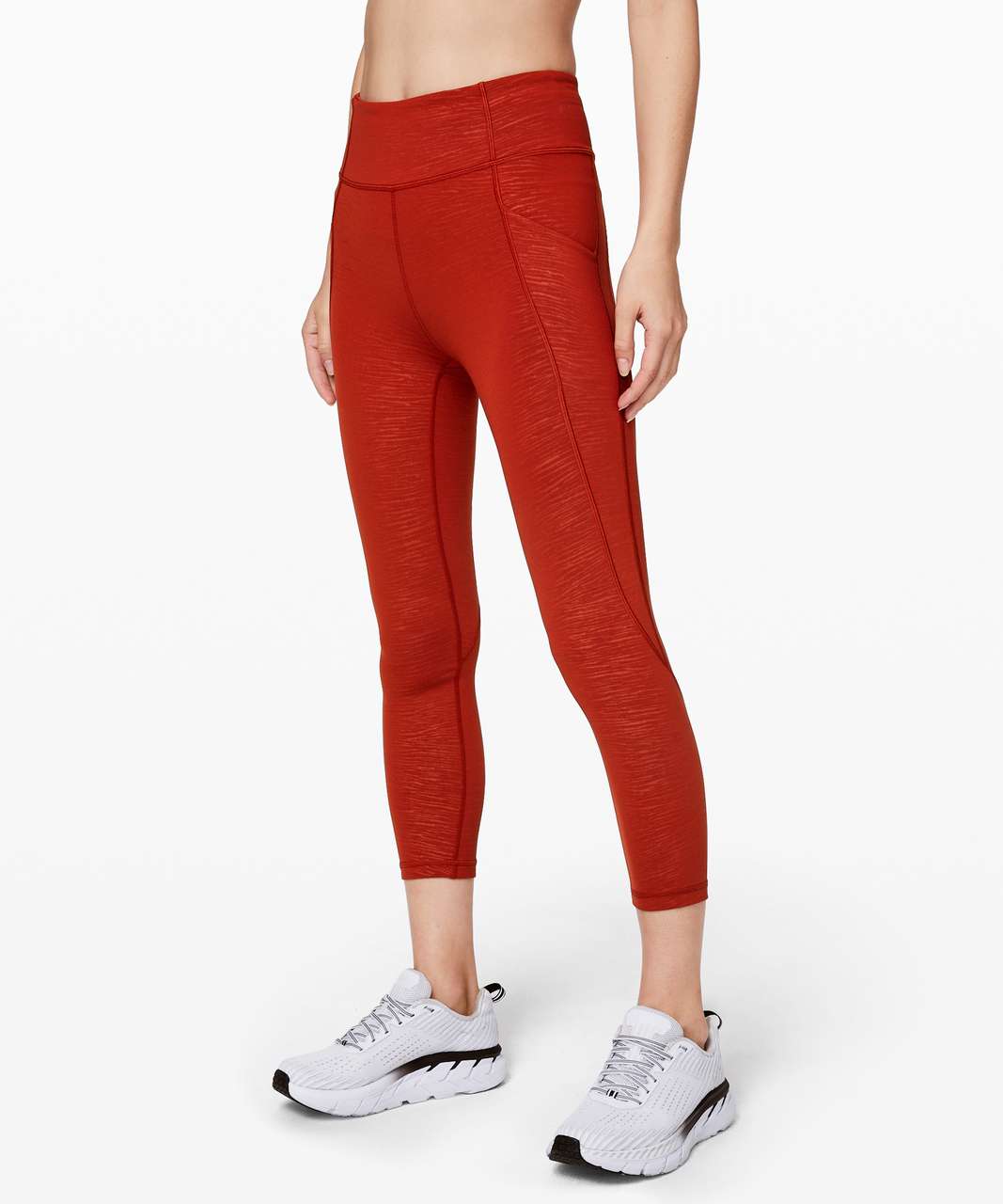 Lululemon Time To Sweat Crop *23" - Stride Emboss Cayenne