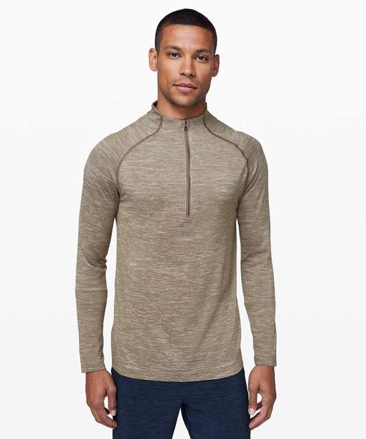 lululemon VENT TECH MIDWEIGHT 1/2 ZIP GRAPHITE - Long sleeved top - raw  linen white/white - Zalando.de