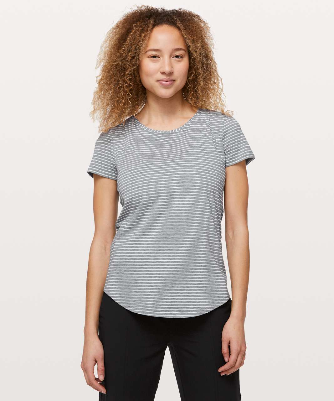 Lululemon Love Crew III - Modern Stripe Heathered Medium Grey White