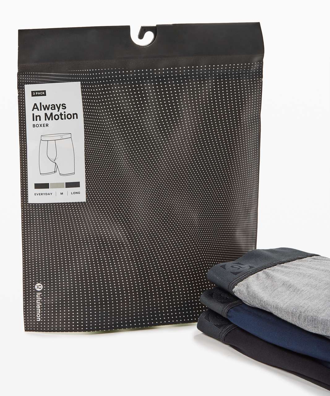 Lululemon Always In Motion Boxer *The Long One 3 Pack 7" - Black / Heathered Core Medium Grey / True Navy (First Release)