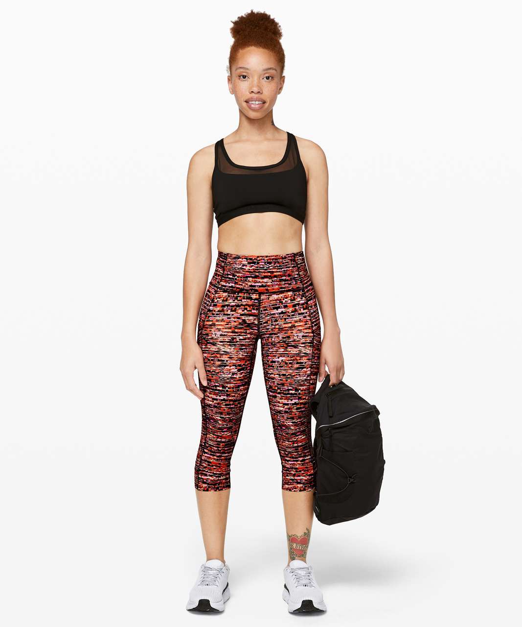 Lululemon Fast and Free Crop II 19" *Nulux - Flash Pleat Orange Multi