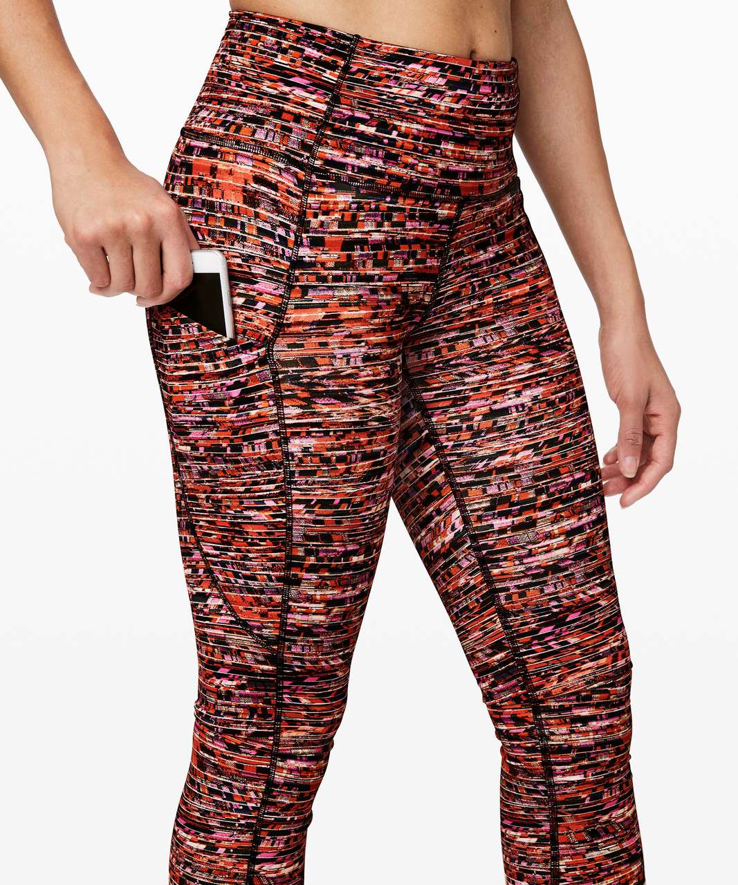 Lululemon Fast and Free Crop II 19" *Nulux - Flash Pleat Orange Multi