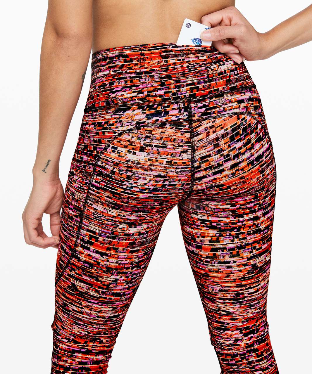 Lululemon Fast and Free Crop II 19" *Nulux - Flash Pleat Orange Multi