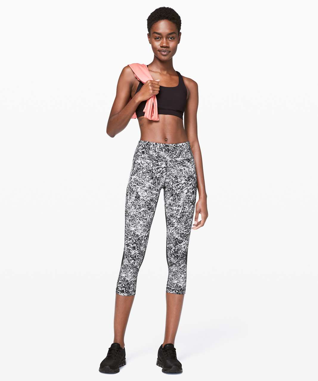 Lululemon Pace Rival Crop Cropped Leggings Paint Splatter White