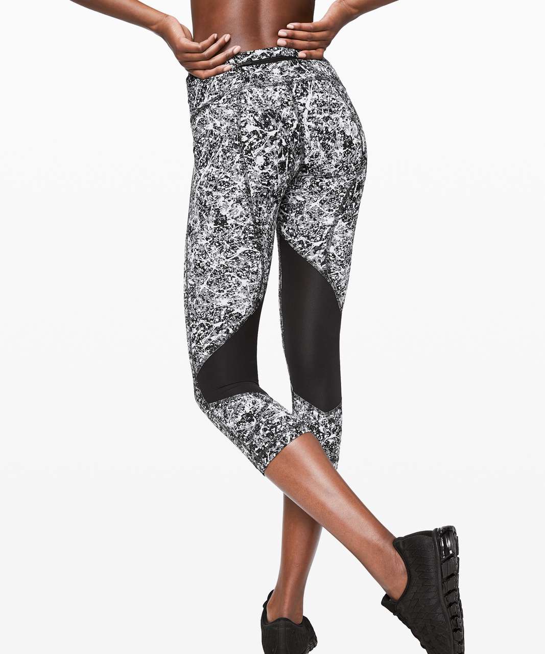 Lululemon Pace Rival Crop *22 - Paint Splash Silver Drop Multi / Black - lulu  fanatics