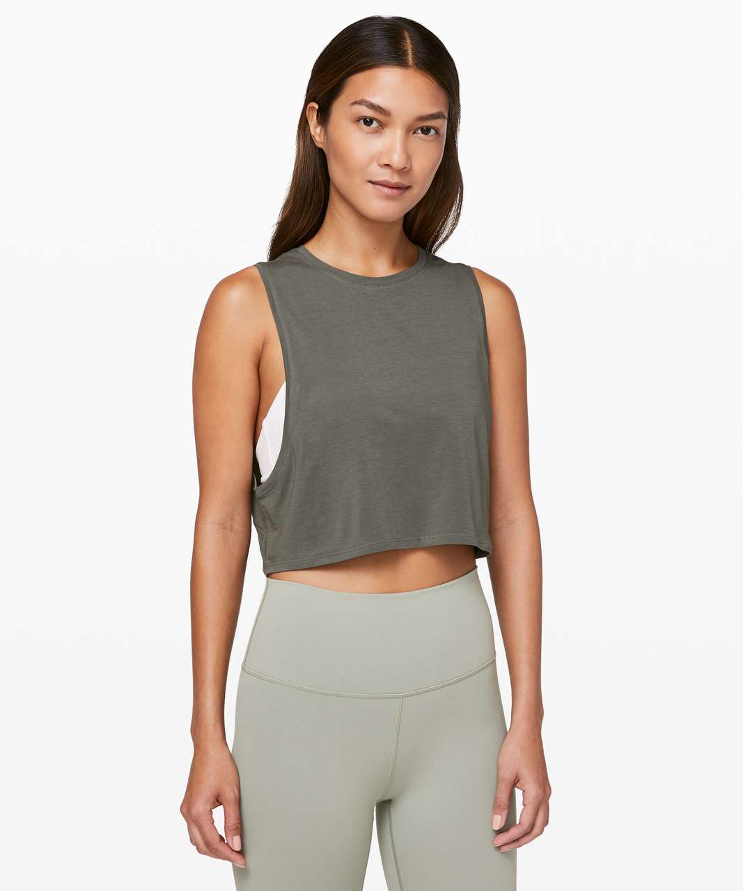 Lululemon Muscle Love Crop Tank - Grey Sage - lulu fanatics