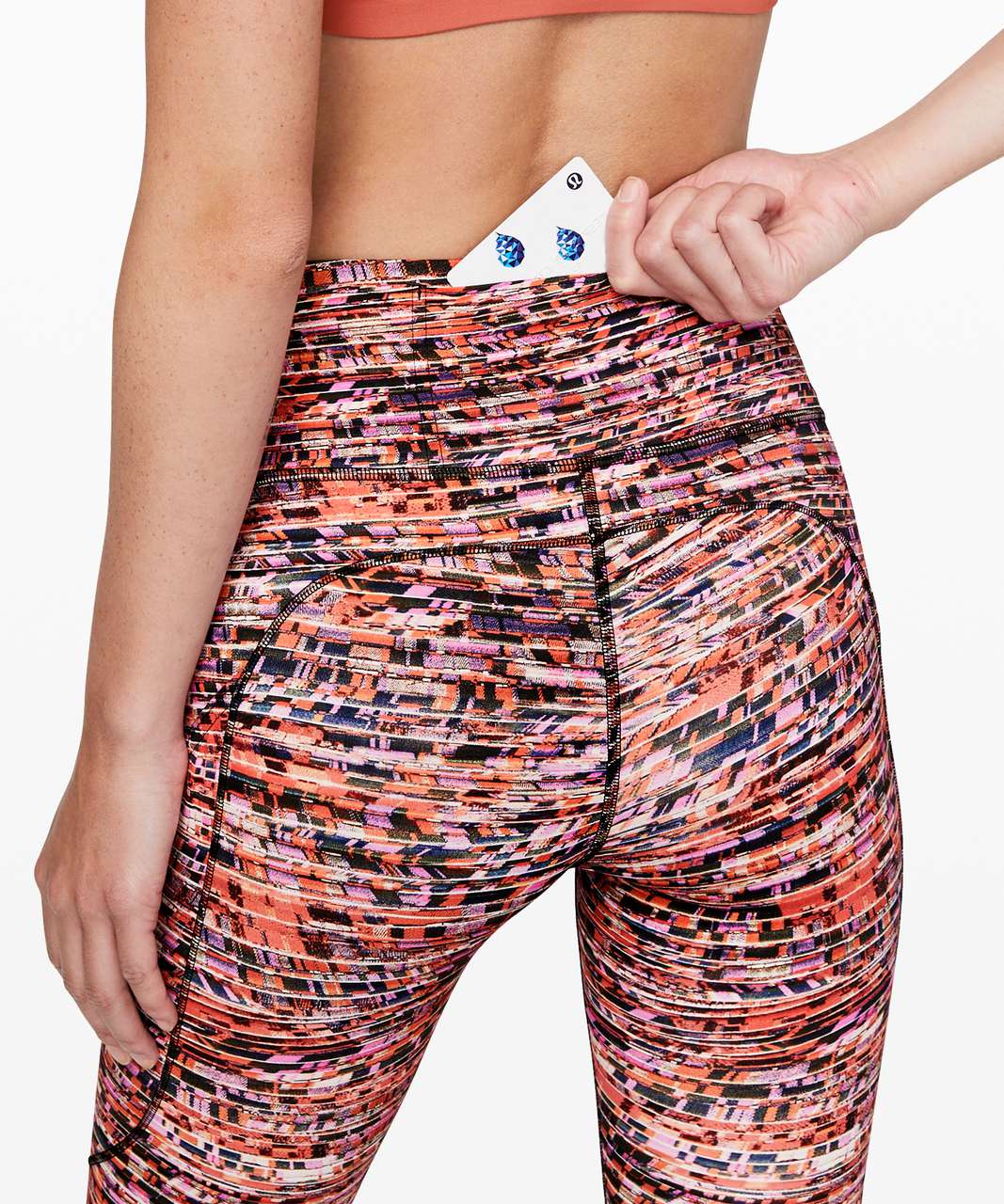 Lululemon Fast and Free Tight II 25" *Nulux - Flash Pleat Orange Multi