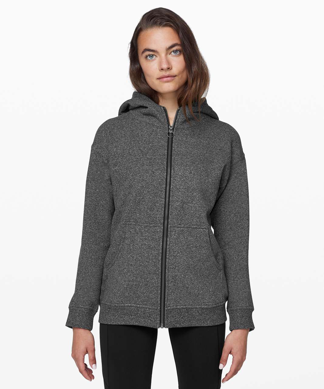 LULULEMON heathered speckled black scuba full zip hoodie jacket