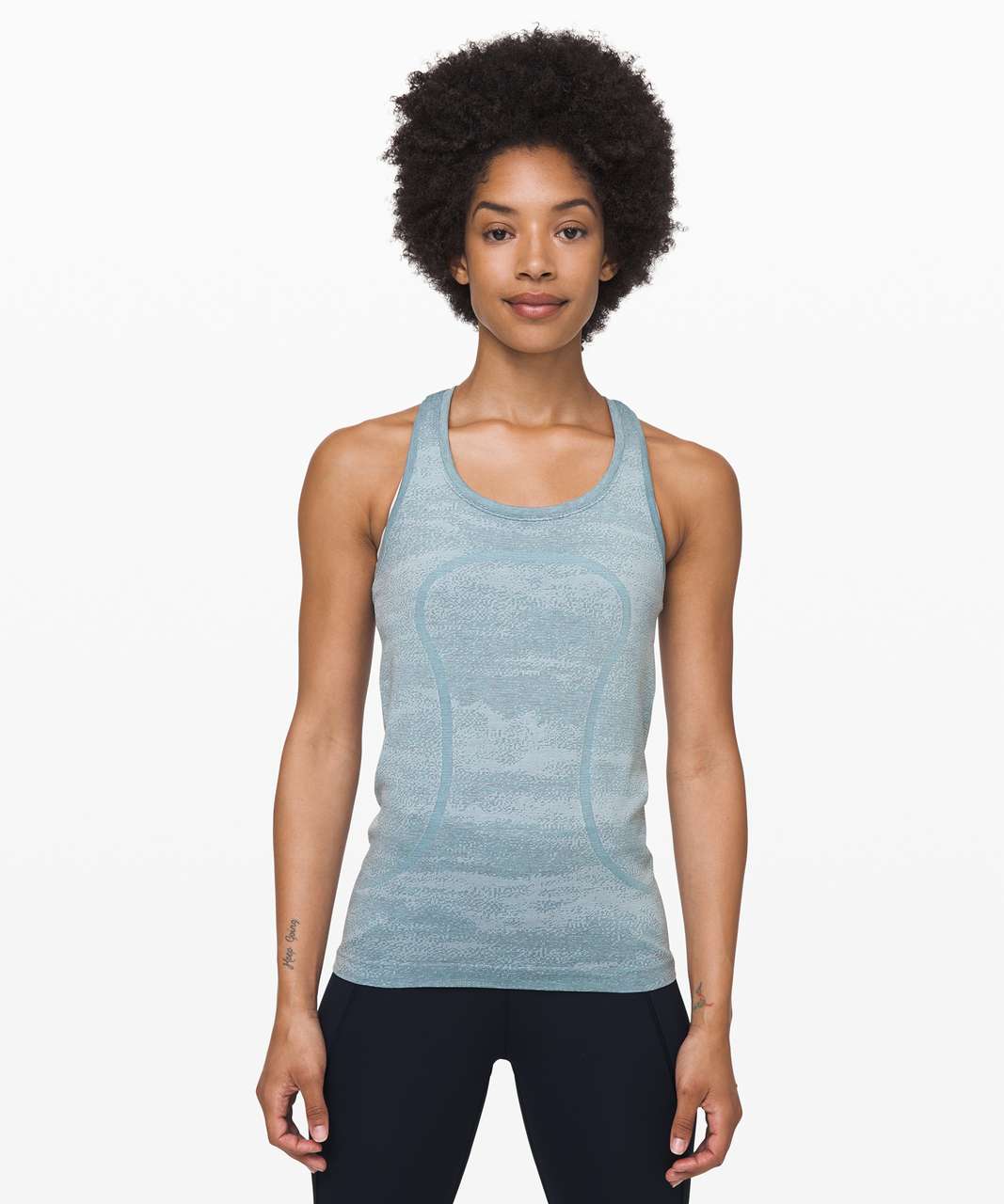 Lululemon Swiftly Speed Racerback - Aqua Smoke / White / Cadet Blue / Smokey